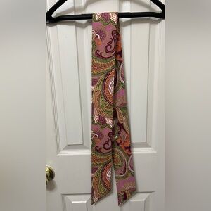 Paisley Skinny Scarf/Sash in Pink and Green